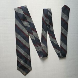 Austin Manor Striped‎ Tie Red Blue & Gray Repp
